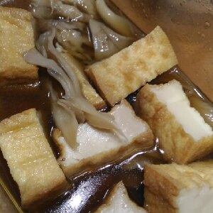 味つけ簡単♩厚揚げとキノコの麺つゆ煮